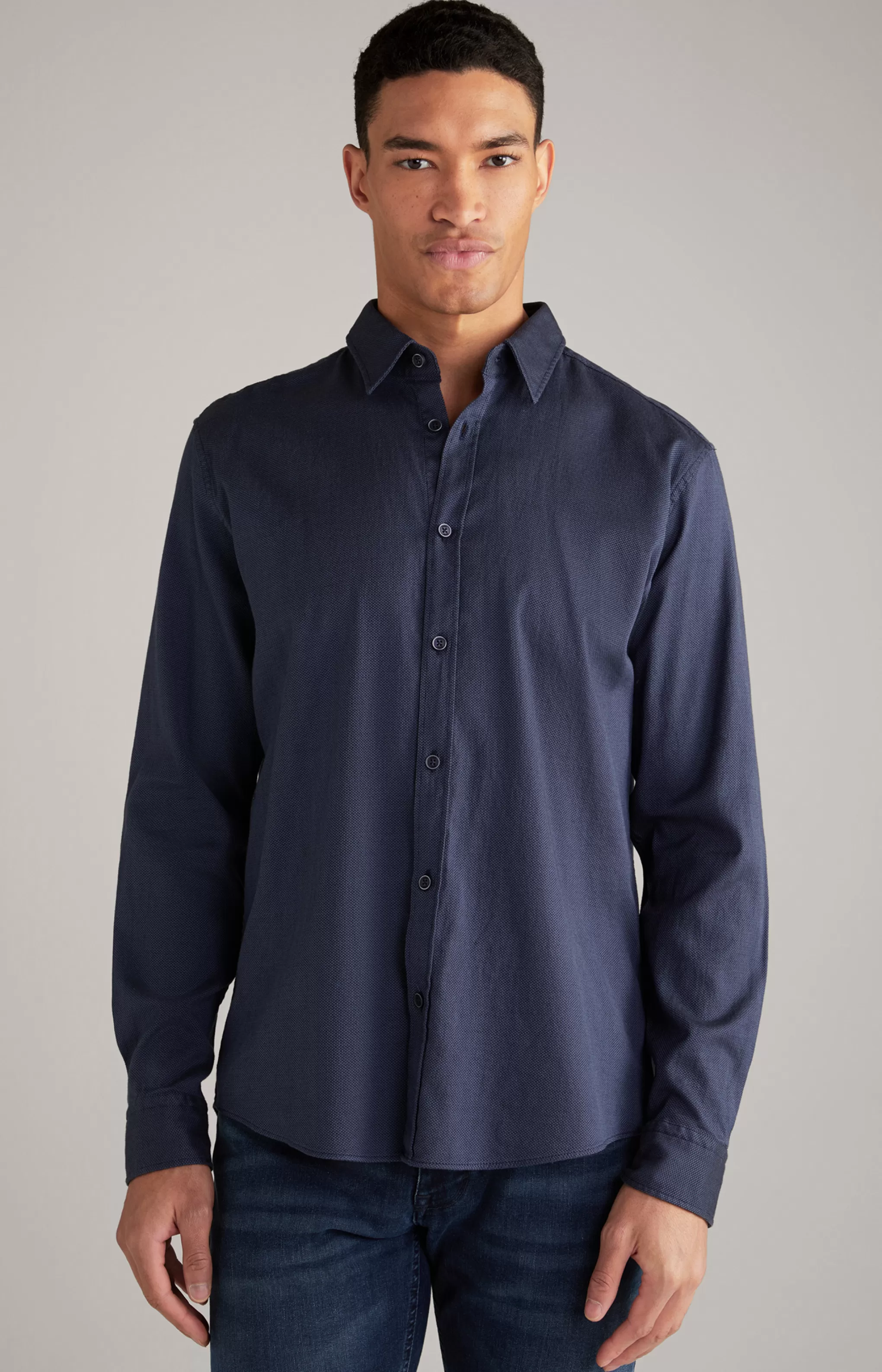 Shirts | Clothing*JOOP Shirts | Clothing Hanson Cotton Shirt in Mottled Dark Blue