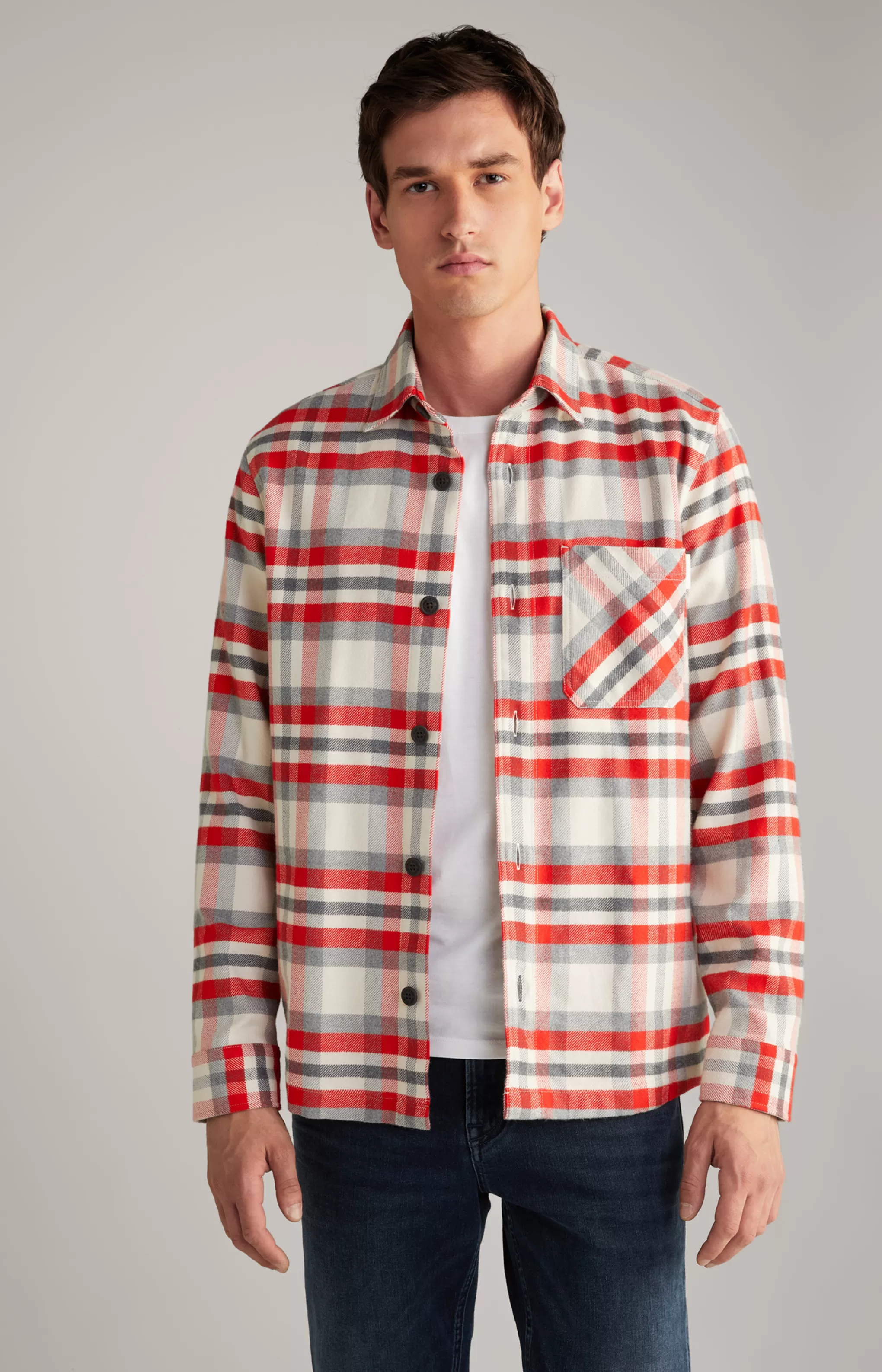 Shirts*JOOP Shirts Harvi Flannel Shirt in Red/Beige Check