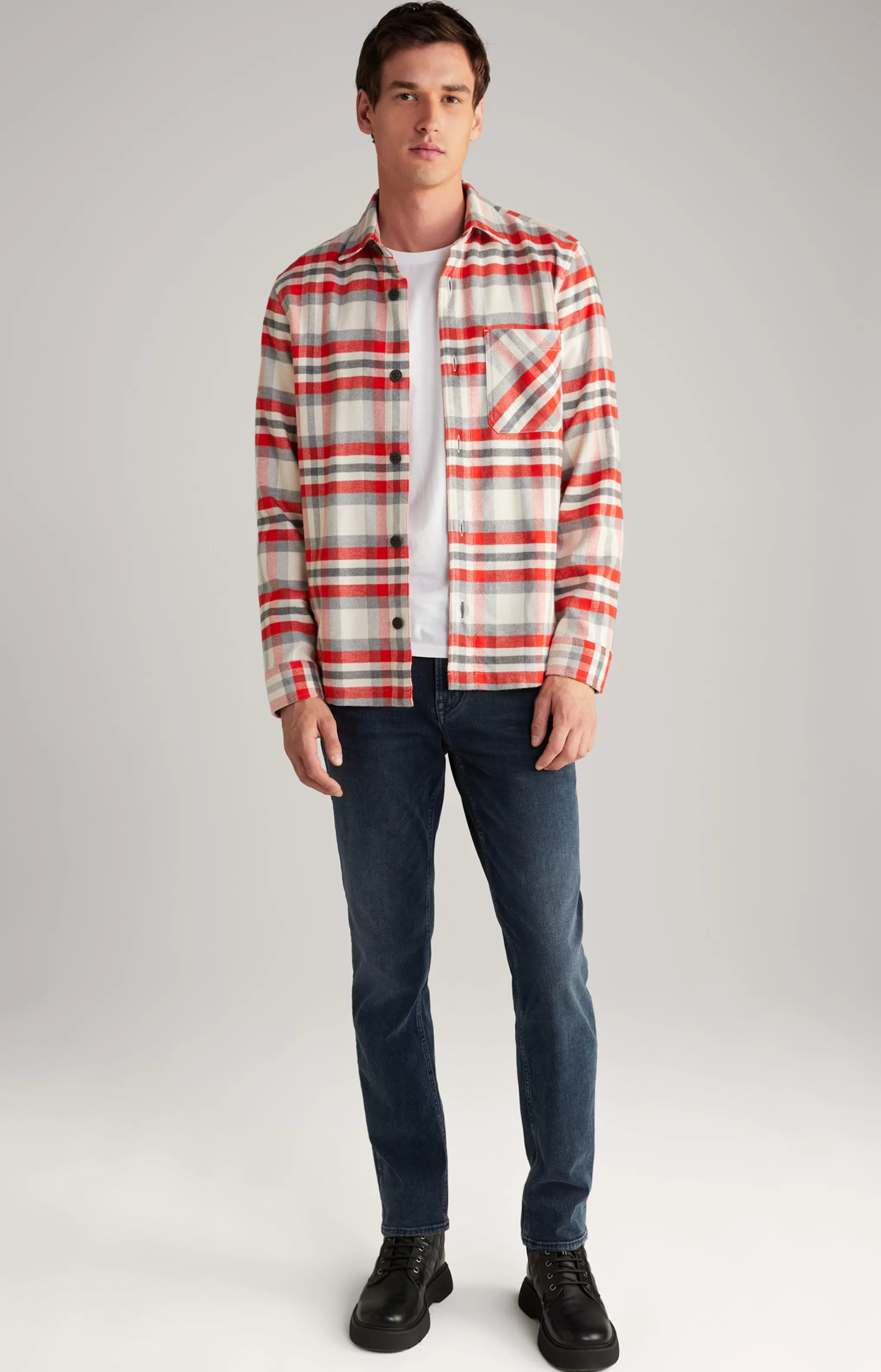 Shirts*JOOP Shirts Harvi Flannel Shirt in Red/Beige Check