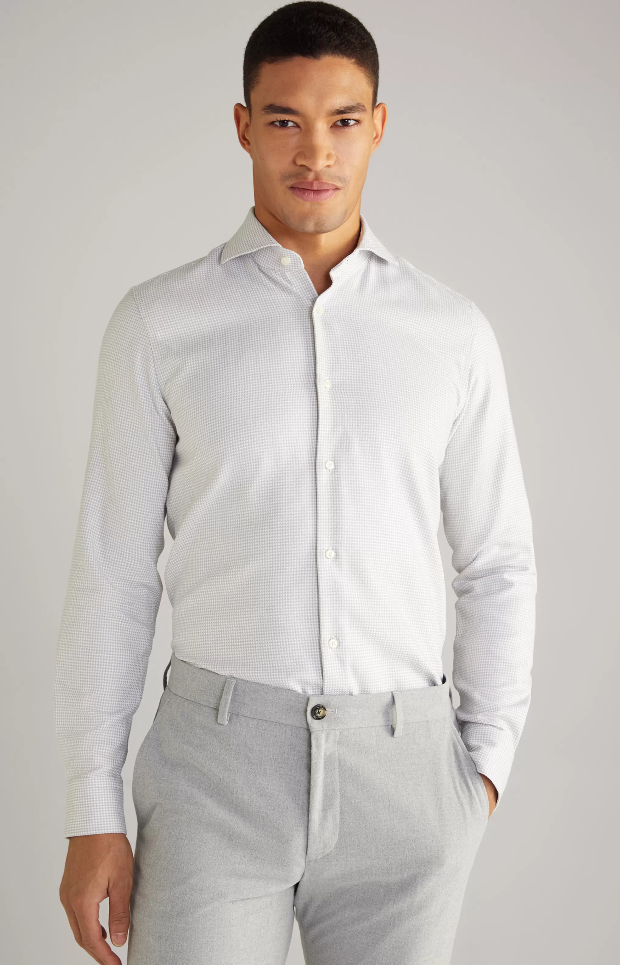 Shirts | Clothing*JOOP Shirts | Clothing Pai Cotton Shirt in a White/Silver Pattern