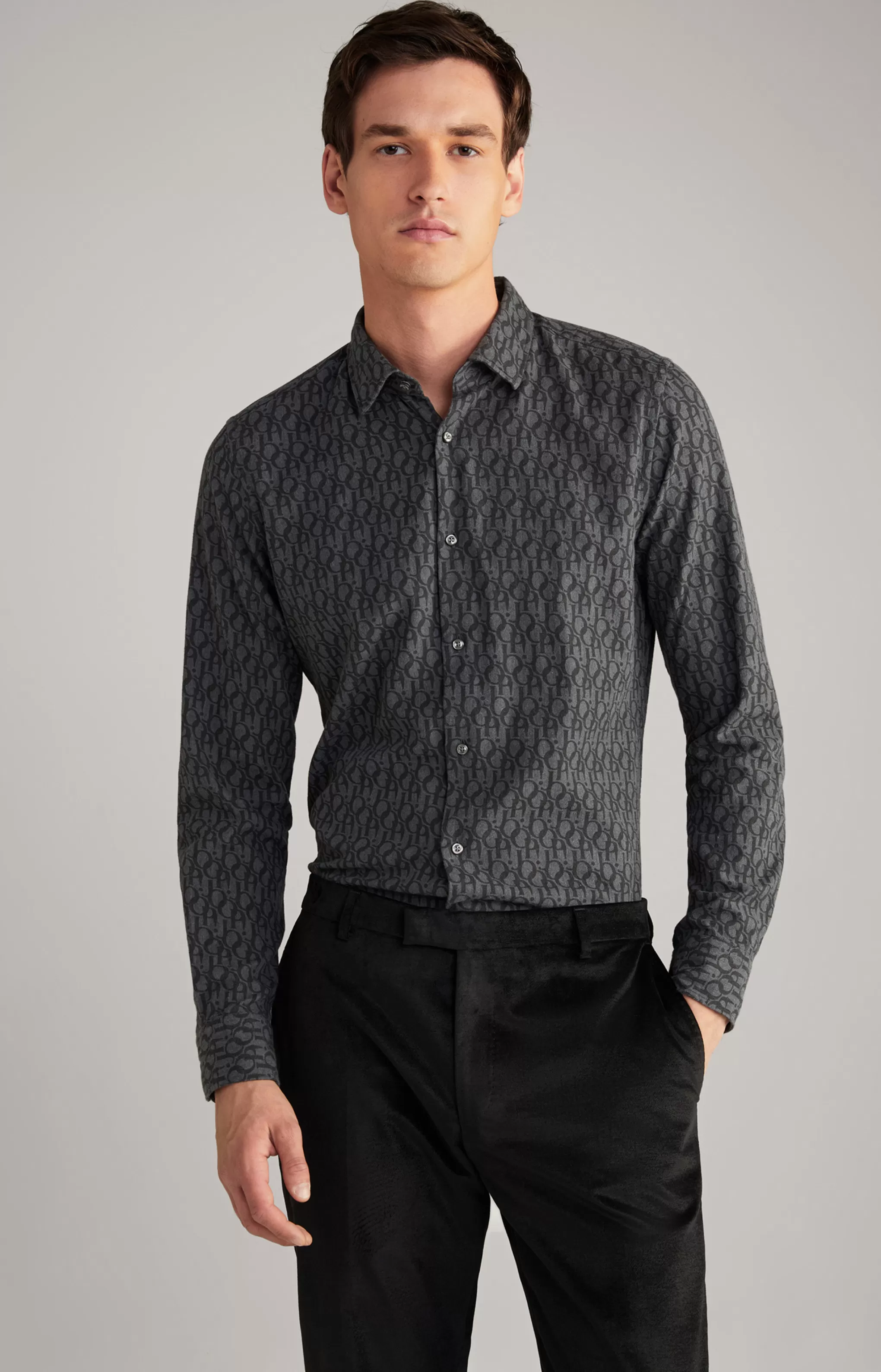 Shirts | Clothing*JOOP Shirts | Clothing Pit Cotton Shirt in Dark Grey, patterned