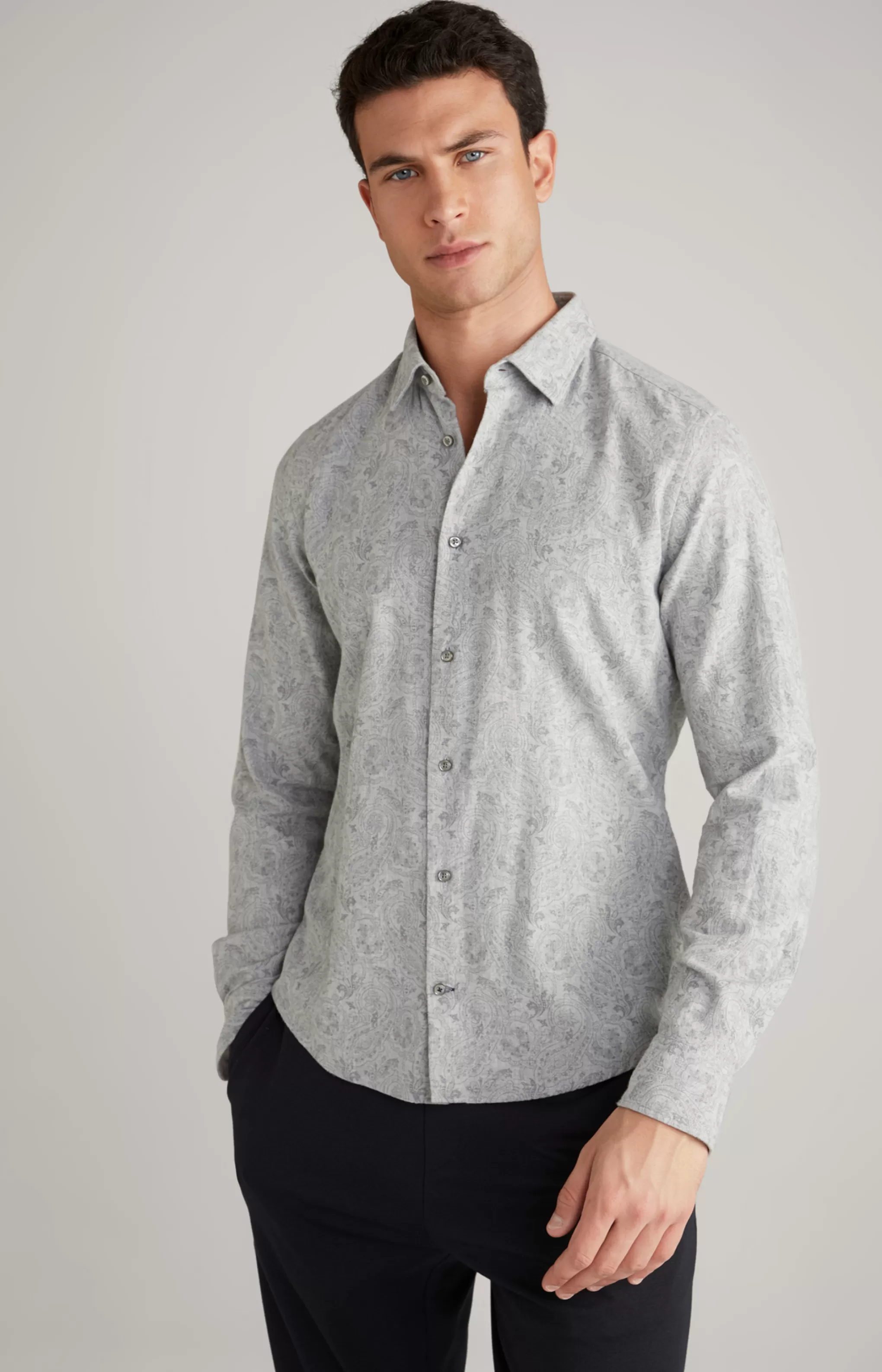 Shirts*JOOP Shirts Pit Cotton Shirt in Light Grey, patterned