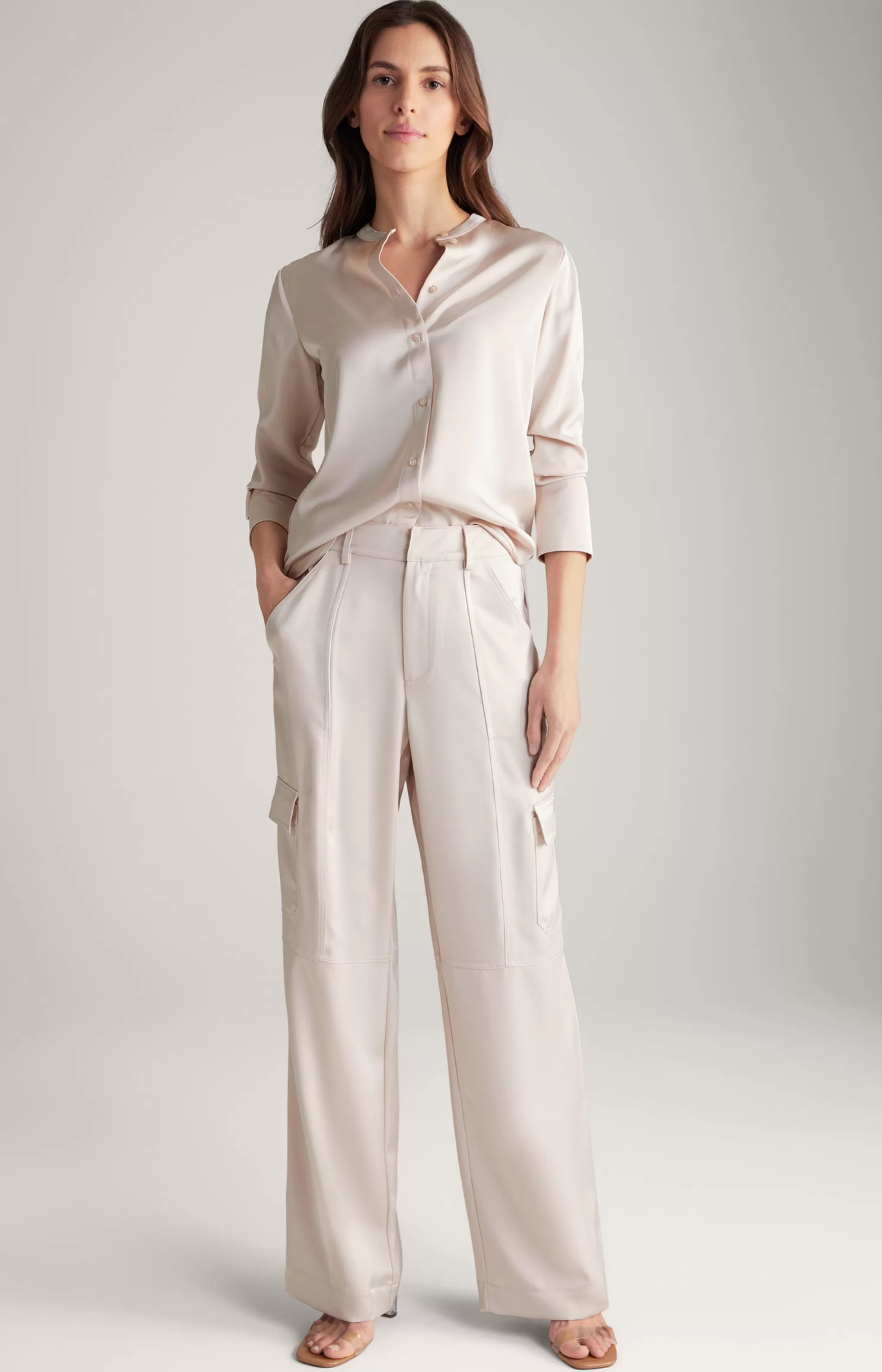 Trousers | Clothing*JOOP Trousers | Clothing Satin Cargo Trousers in Pale Pink